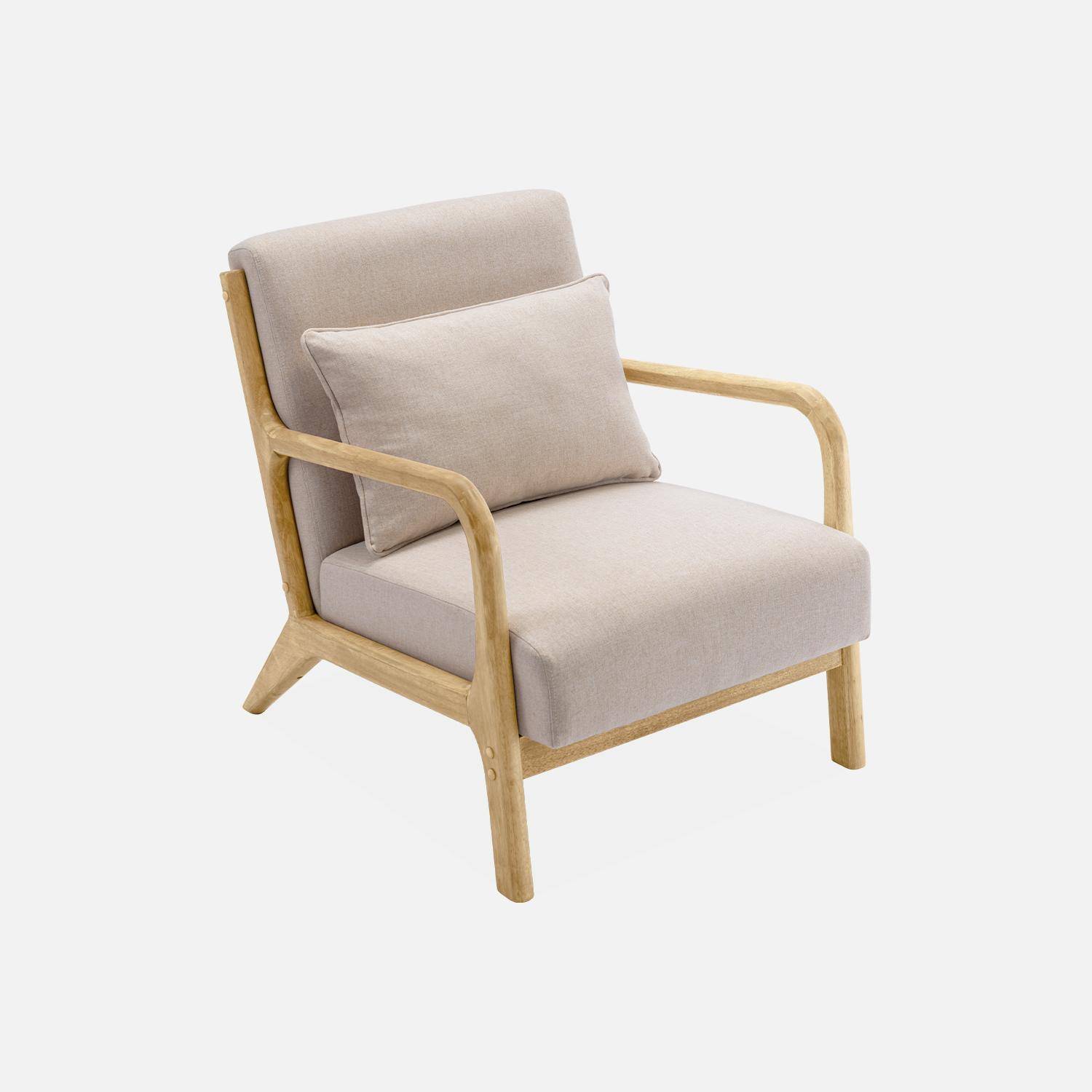 2-zitsbank + beige stoffen en houten fauteuil,sweeek,Photo5
