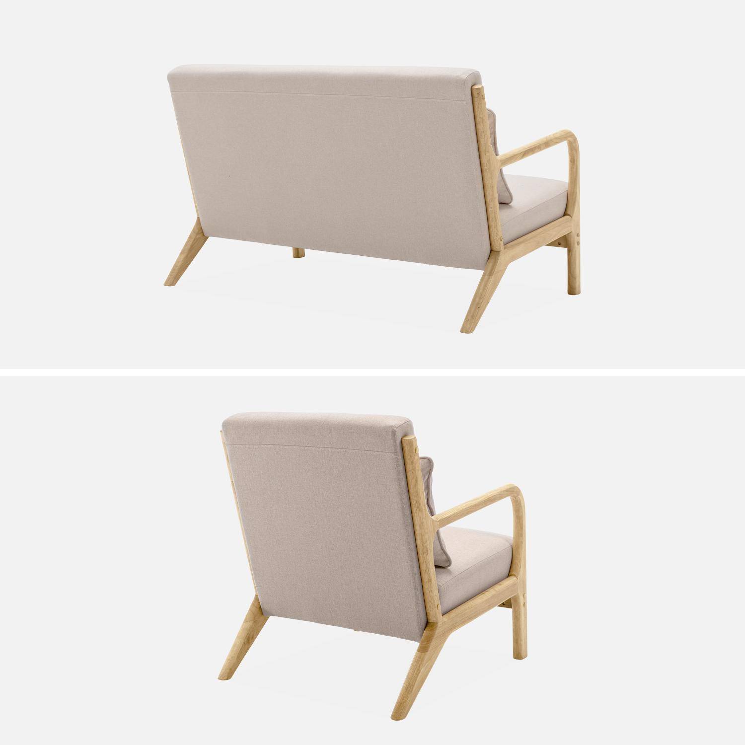 2-zitsbank + beige stoffen en houten fauteuil,sweeek,Photo6