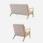 2-Sitzer Bank + Sessel aus Holz mit Bezug in beige Photo6