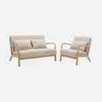 2-zitsbank + beige stoffen en houten fauteuil Photo3