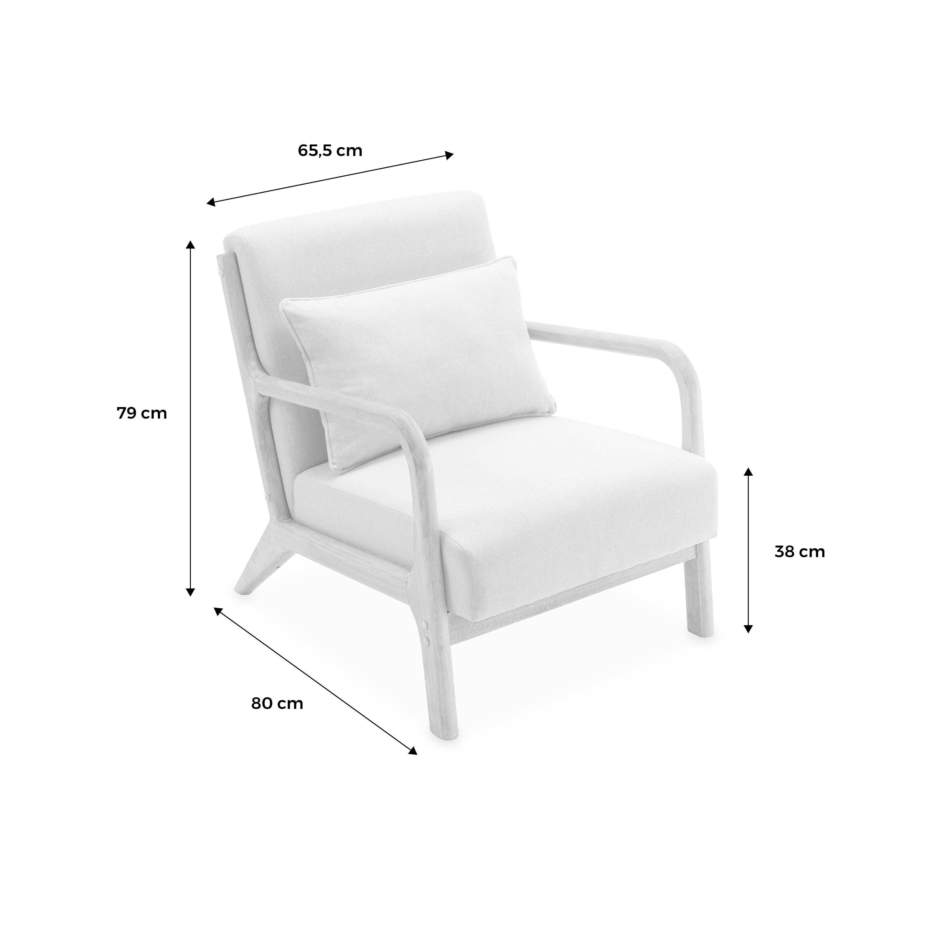 2-zitsbank + beige stoffen en houten fauteuil Photo8