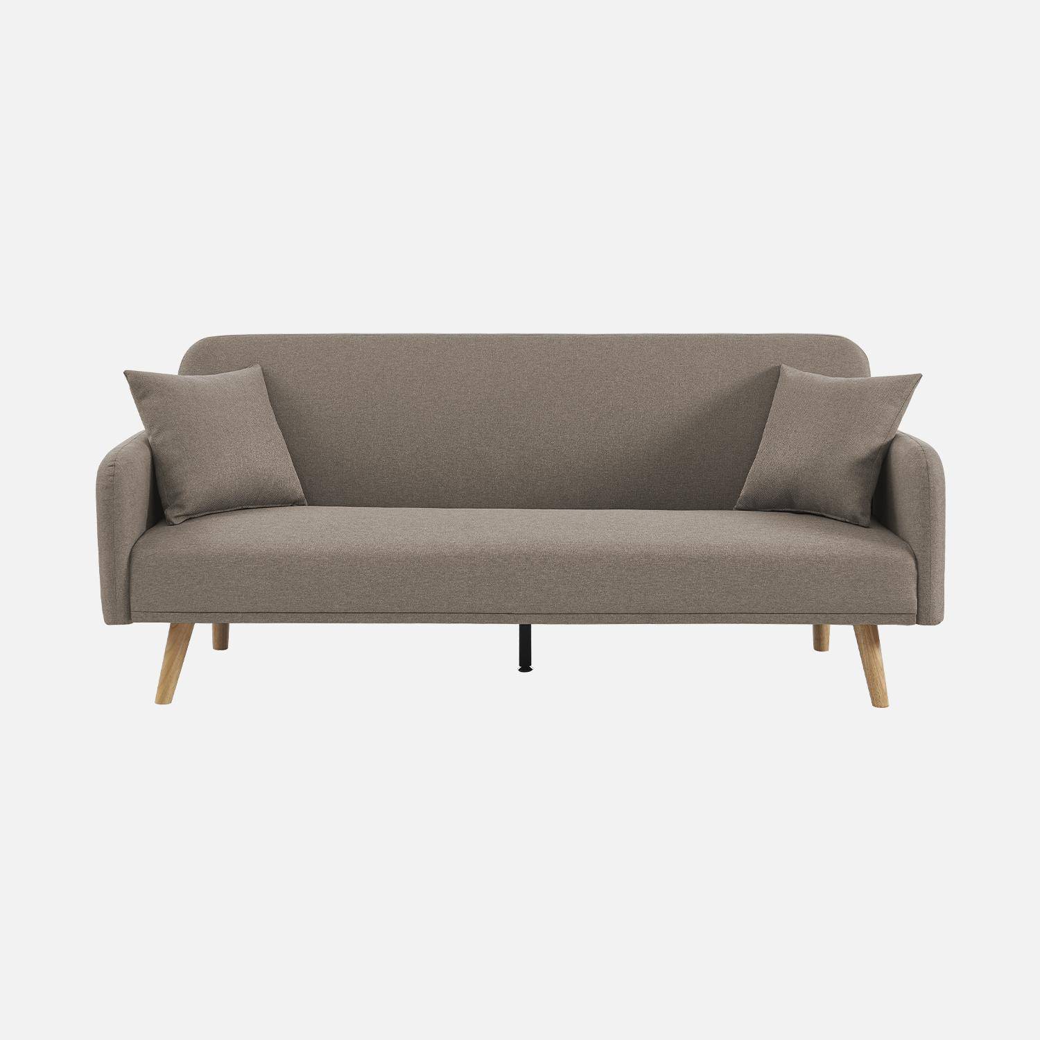 Sofa mit Schlaffunktion, 2-3 Sitzer, Bezug taupe, Füße aus Hevea-Holz Photo4