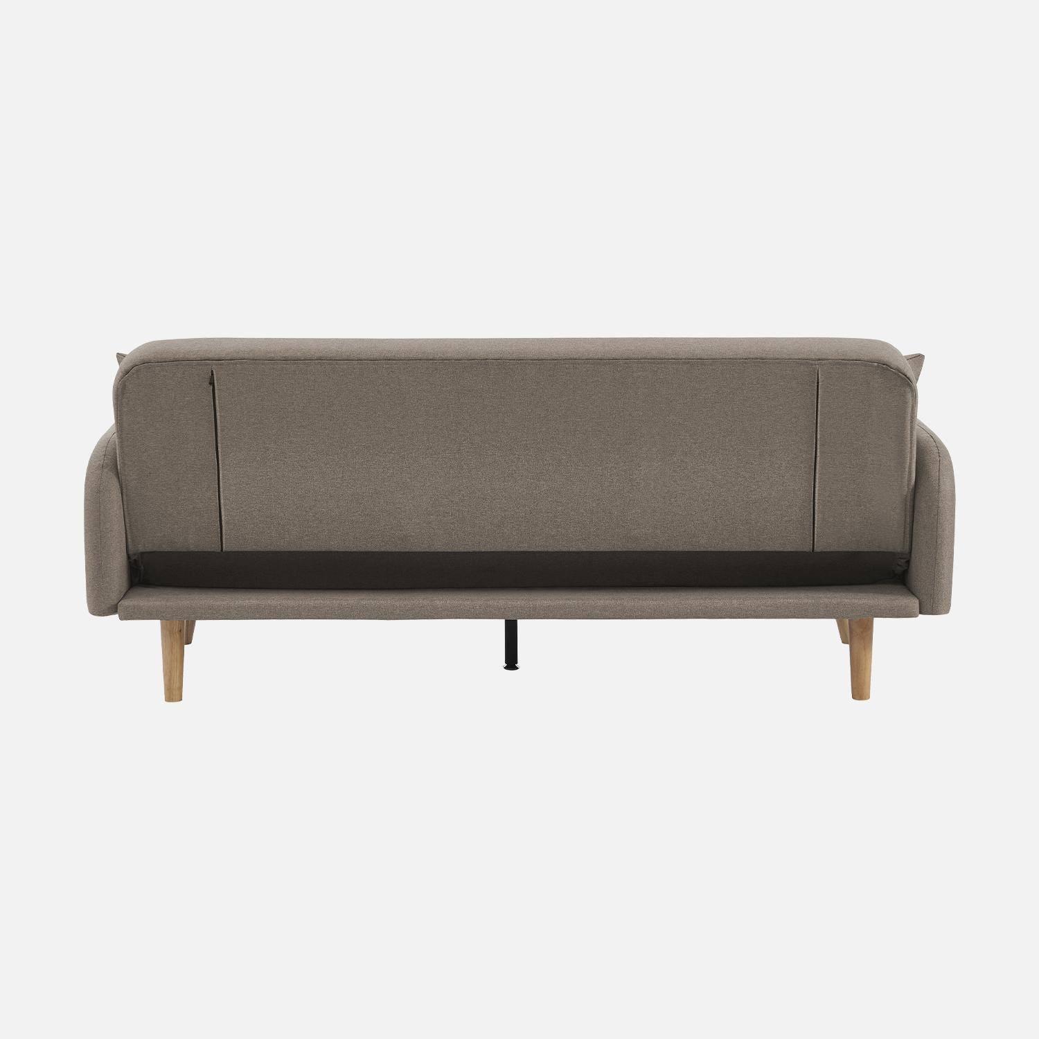 Sofa mit Schlaffunktion, 2-3 Sitzer, Bezug taupe, Füße aus Hevea-Holz Photo7