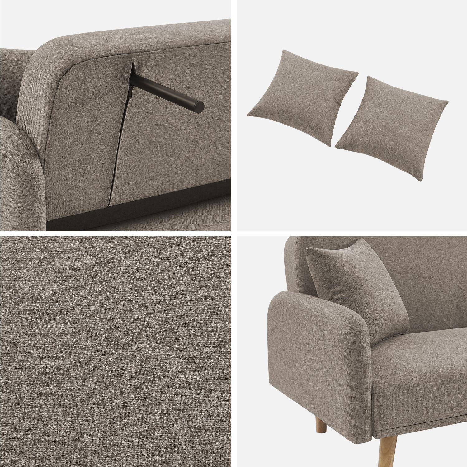 Sofa mit Schlaffunktion, 2-3 Sitzer, Bezug taupe, Füße aus Hevea-Holz Photo8