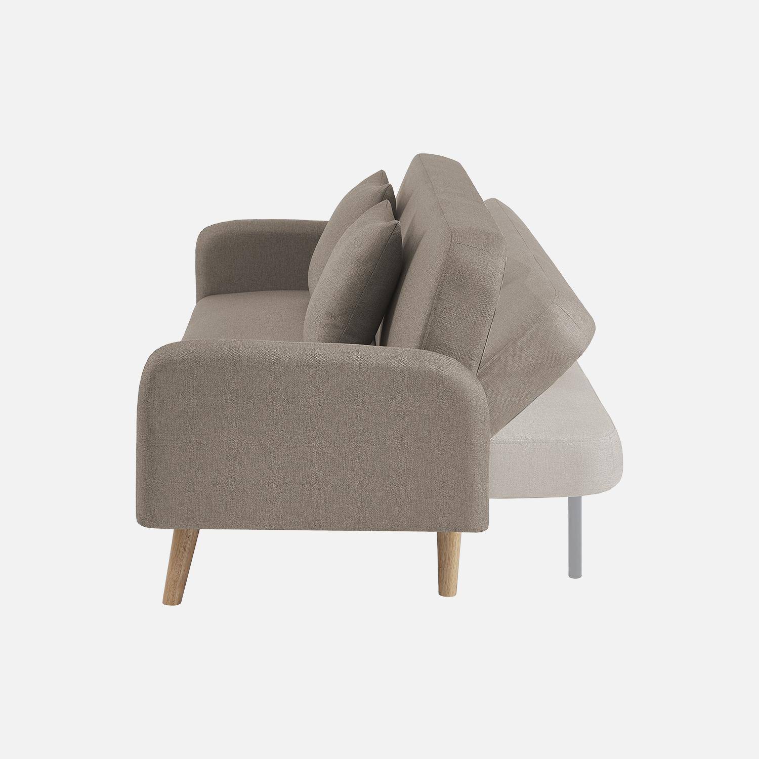 Sofa mit Schlaffunktion, 2-3 Sitzer, Bezug taupe, Füße aus Hevea-Holz Photo5
