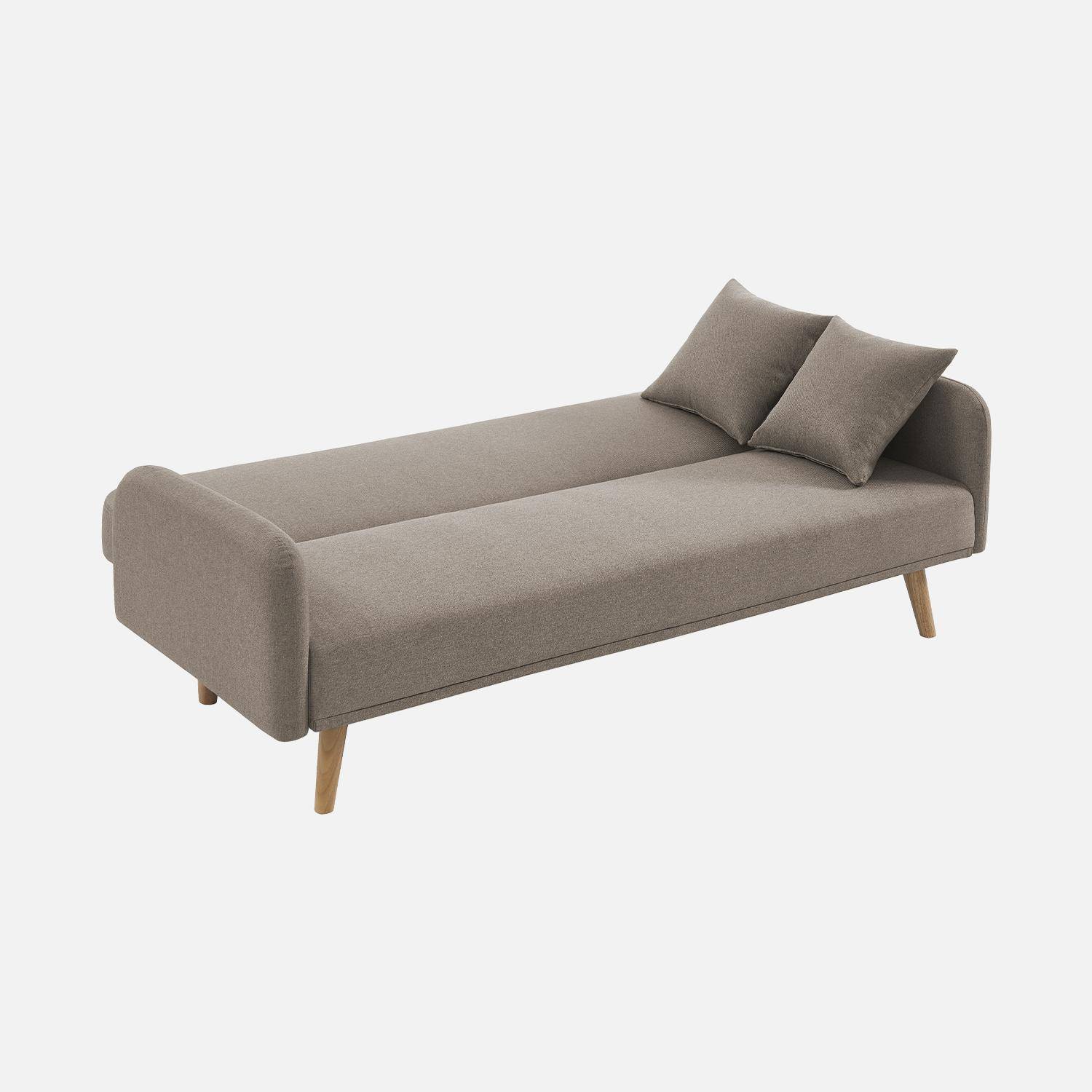Sofa mit Schlaffunktion, 2-3 Sitzer, Bezug taupe, Füße aus Hevea-Holz Photo6