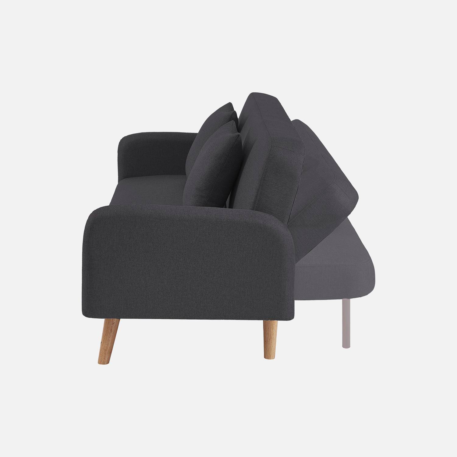 Sofa mit Schlaffunktion, 2-3 Sitzer, Bezug dunkelgrau, Füße aus Hevea-Holz Photo5