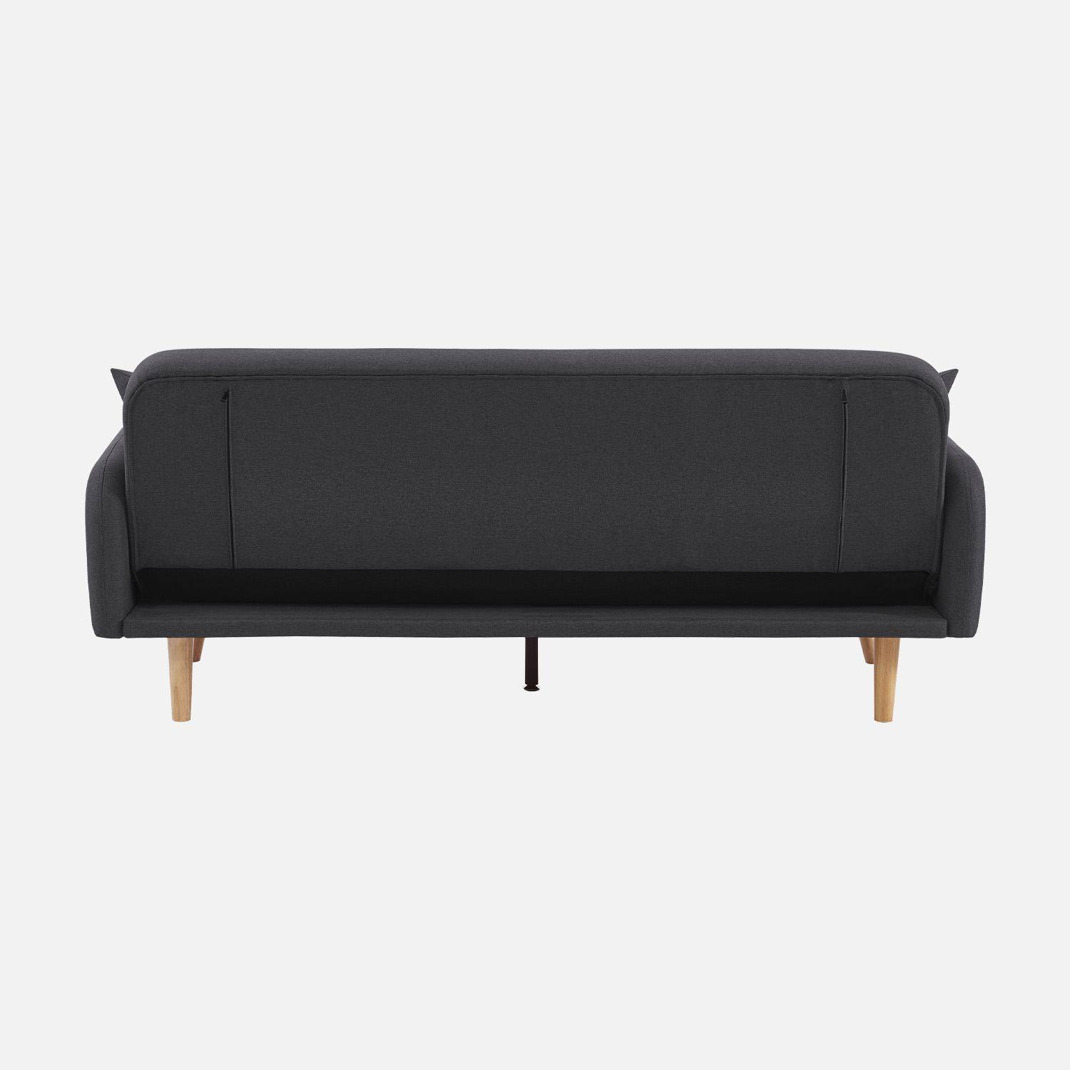 Sofa mit Schlaffunktion, 2-3 Sitzer, Bezug dunkelgrau, Füße aus Hevea-Holz Photo7