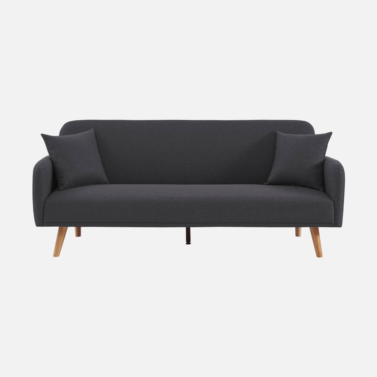 Sofa mit Schlaffunktion, 2-3 Sitzer, Bezug dunkelgrau, Füße aus Hevea-Holz Photo4