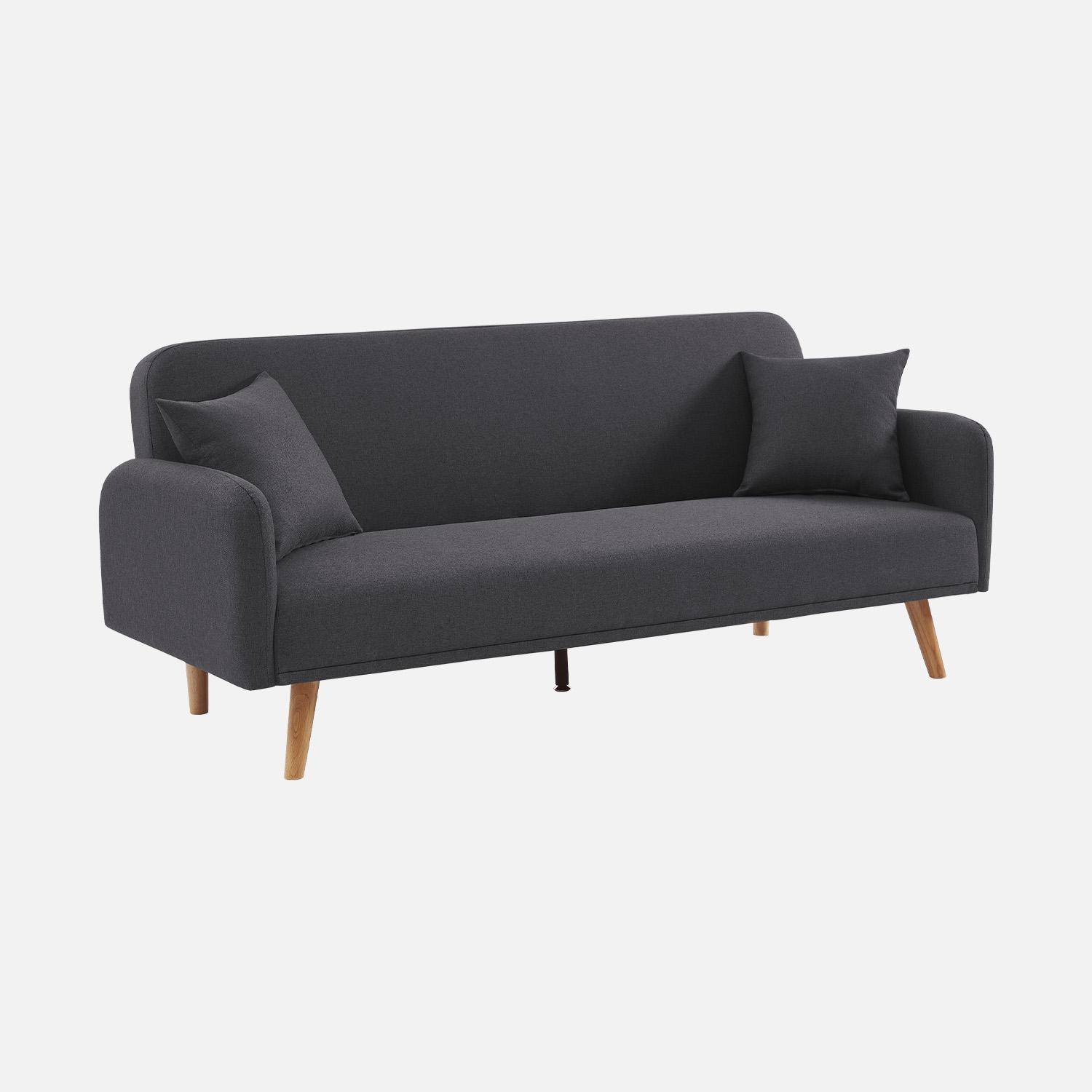 Sofa mit Schlaffunktion, 2-3 Sitzer, Bezug dunkelgrau, Füße aus Hevea-Holz Photo3
