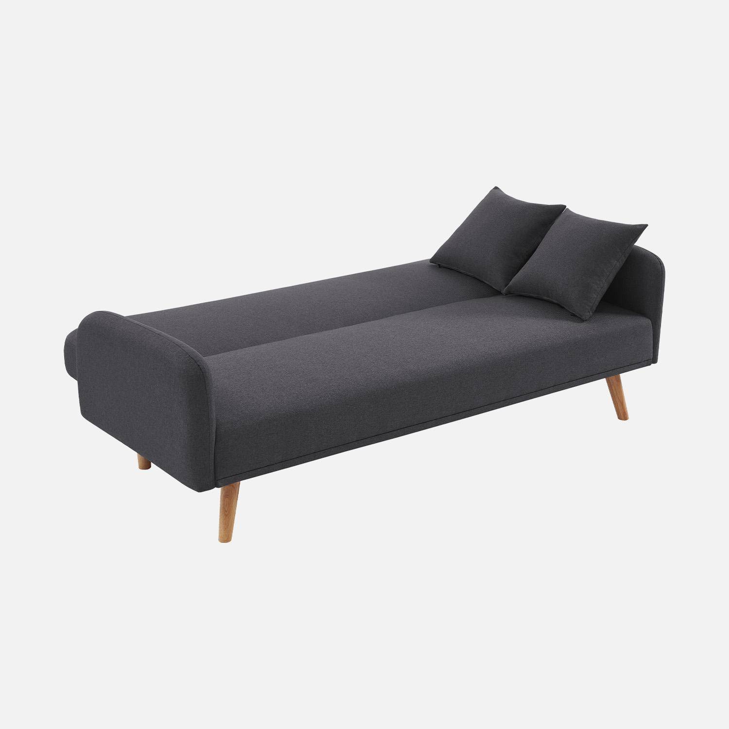 Sofa mit Schlaffunktion, 2-3 Sitzer, Bezug dunkelgrau, Füße aus Hevea-Holz Photo6