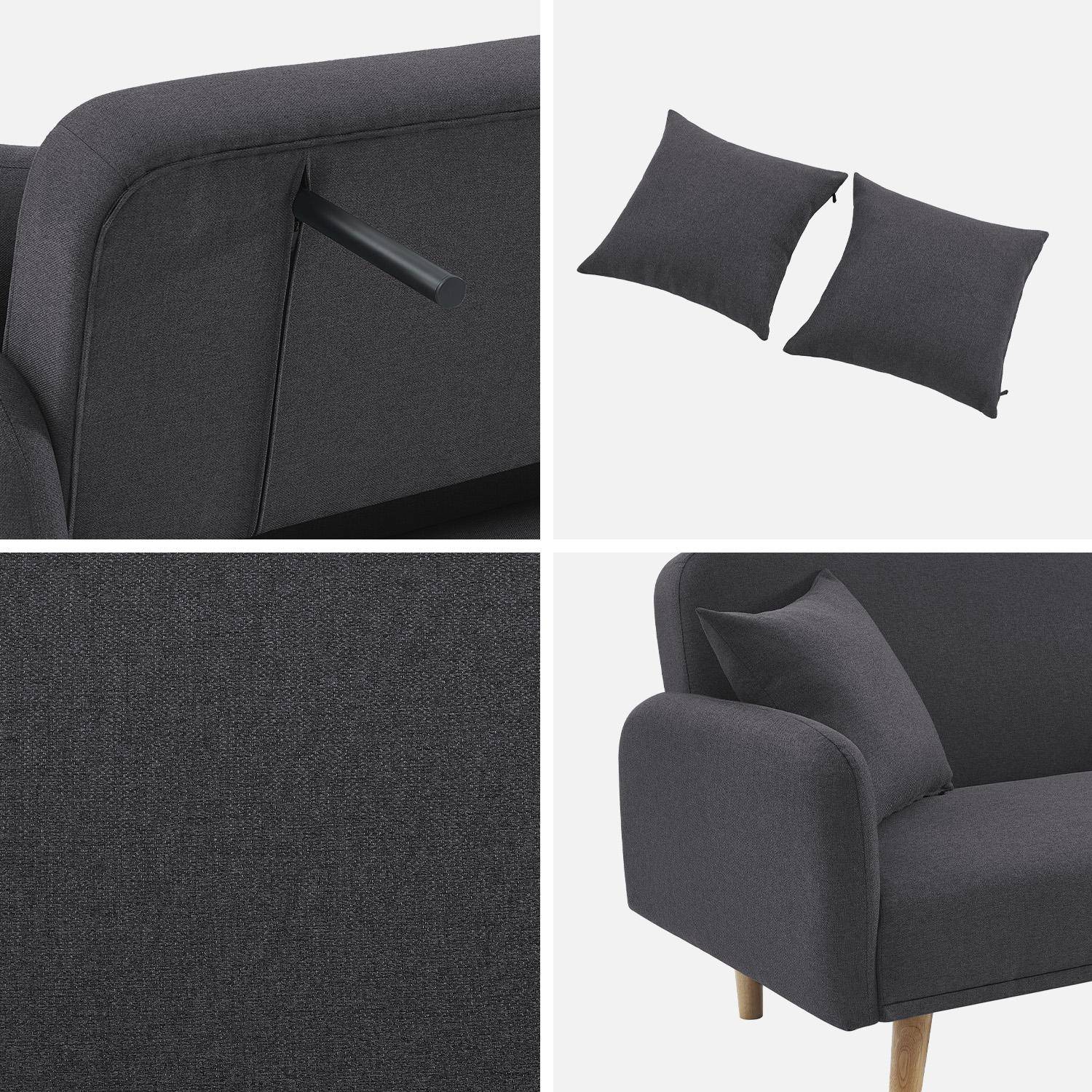 Sofa mit Schlaffunktion, 2-3 Sitzer, Bezug dunkelgrau, Füße aus Hevea-Holz Photo8