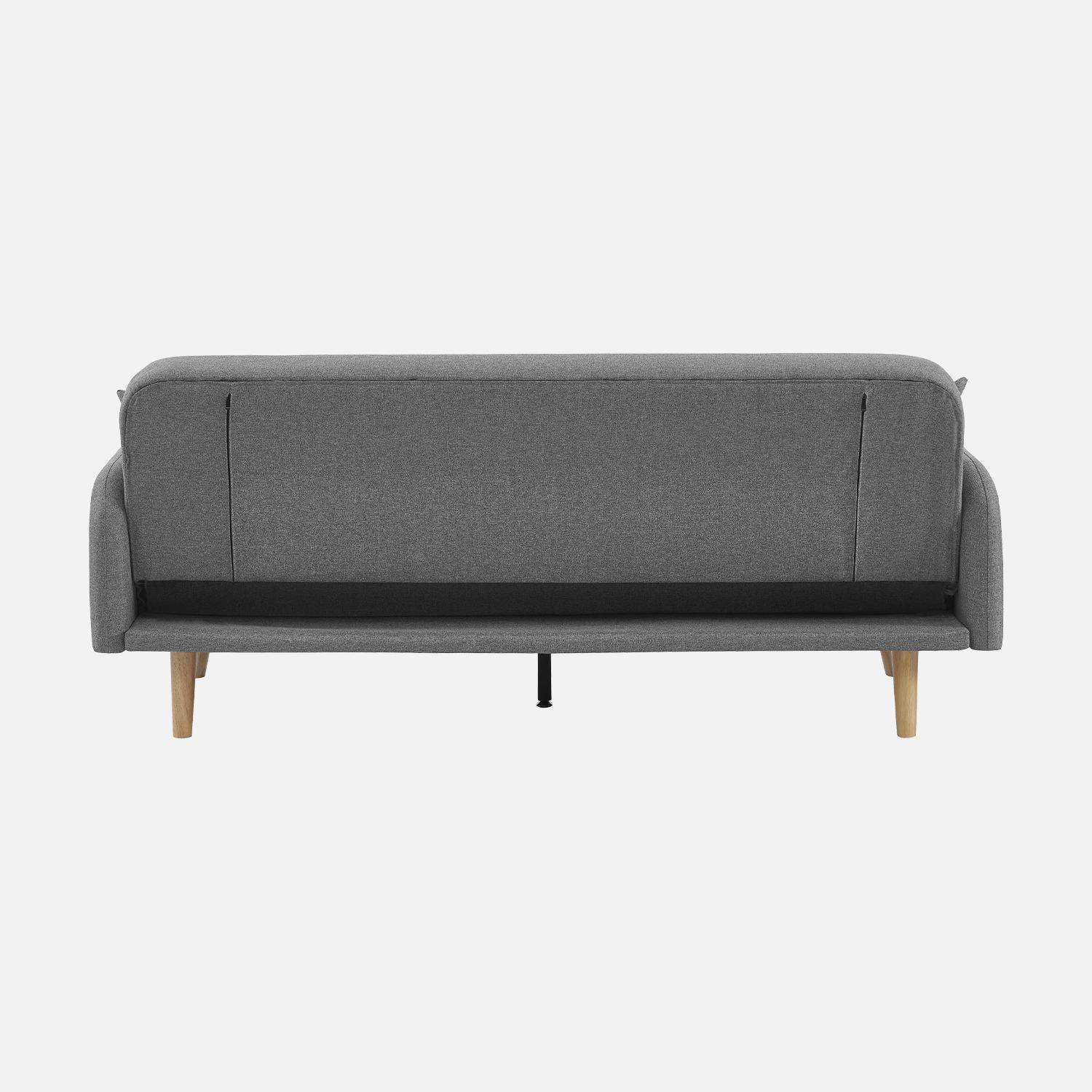 Sofa mit Schlaffunktion, 2-3 Sitzer, Bezug hellgrau, Füße aus Hevea-Holz Photo5