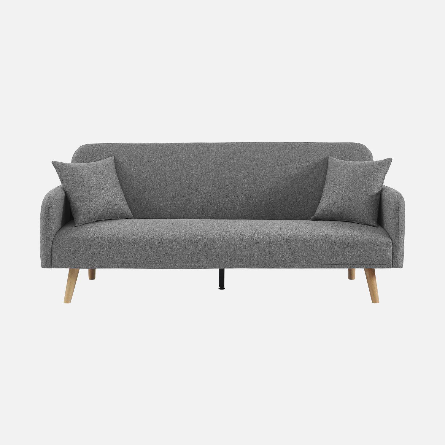 Sofa mit Schlaffunktion, 2-3 Sitzer, Bezug hellgrau, Füße aus Hevea-Holz Photo4