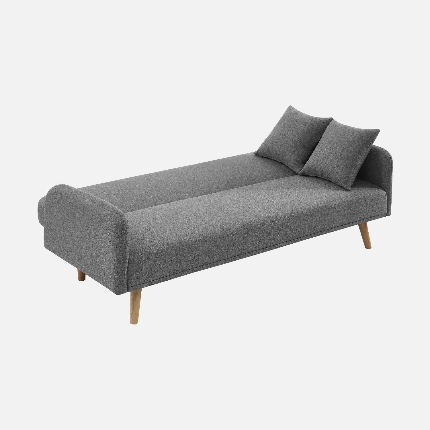 Sofa mit Schlaffunktion, 2-3 Sitzer, Bezug hellgrau, Füße aus Hevea-Holz Photo6