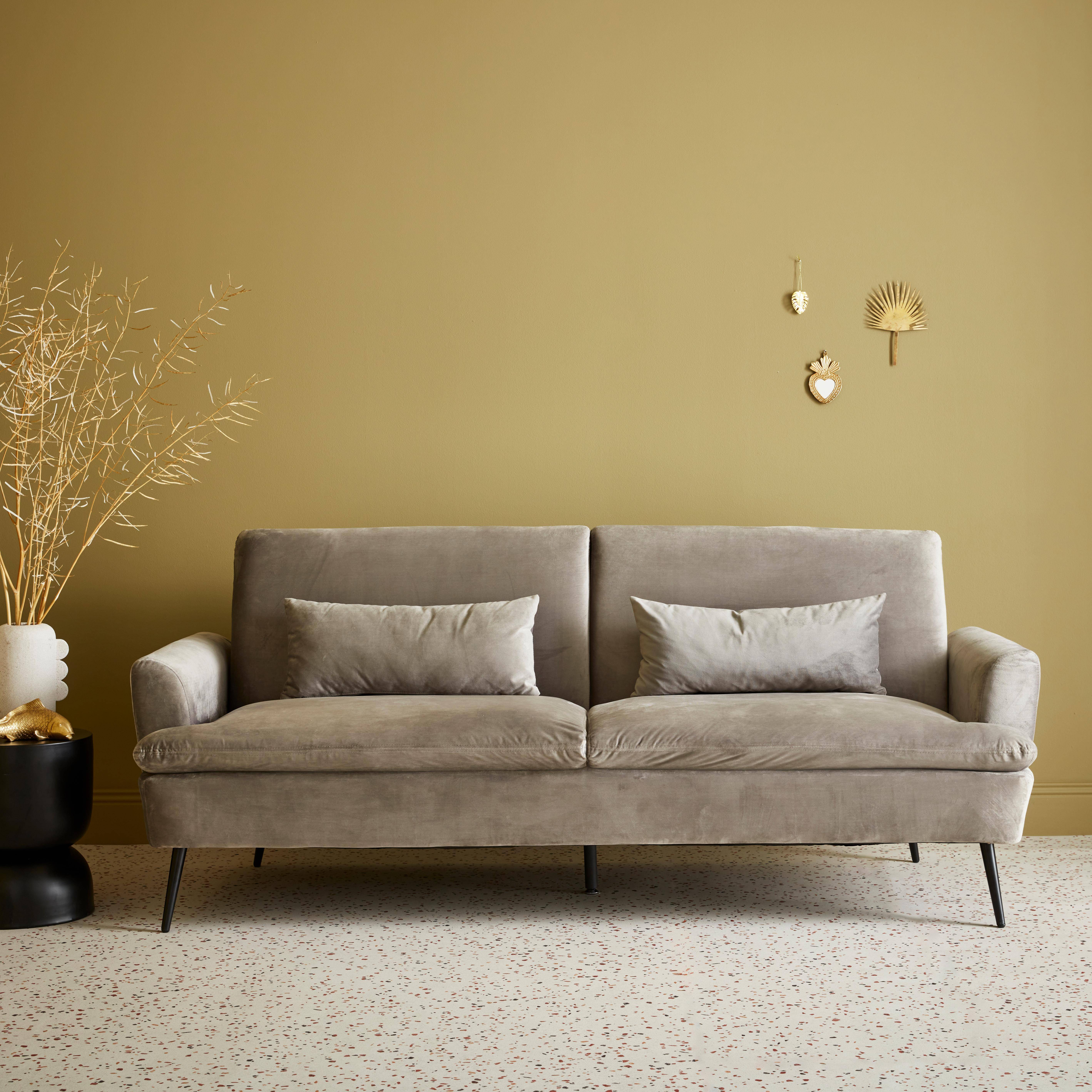 Canapé 3/4 Places Convertible Et Espace De Rangement, Gris, En Tissu De Qualite Dany