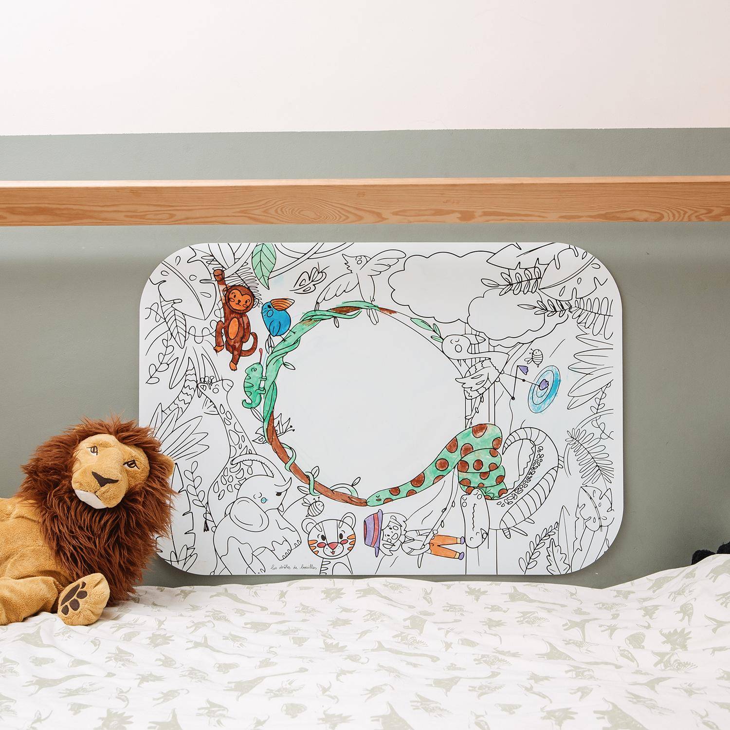 Coloriboard Jungle 95 x 65 cm con 8 rotuladores lavables, tablero para colorear Photo1