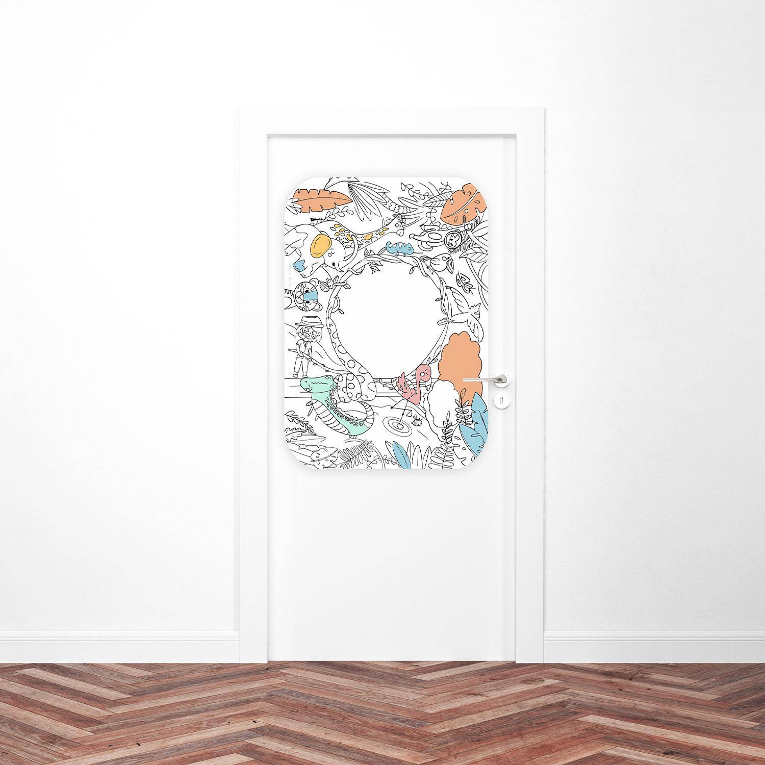 Kleurbord Jungle 95 x 65 cm met 8 uitwasbare markers, kleurplaat Photo3