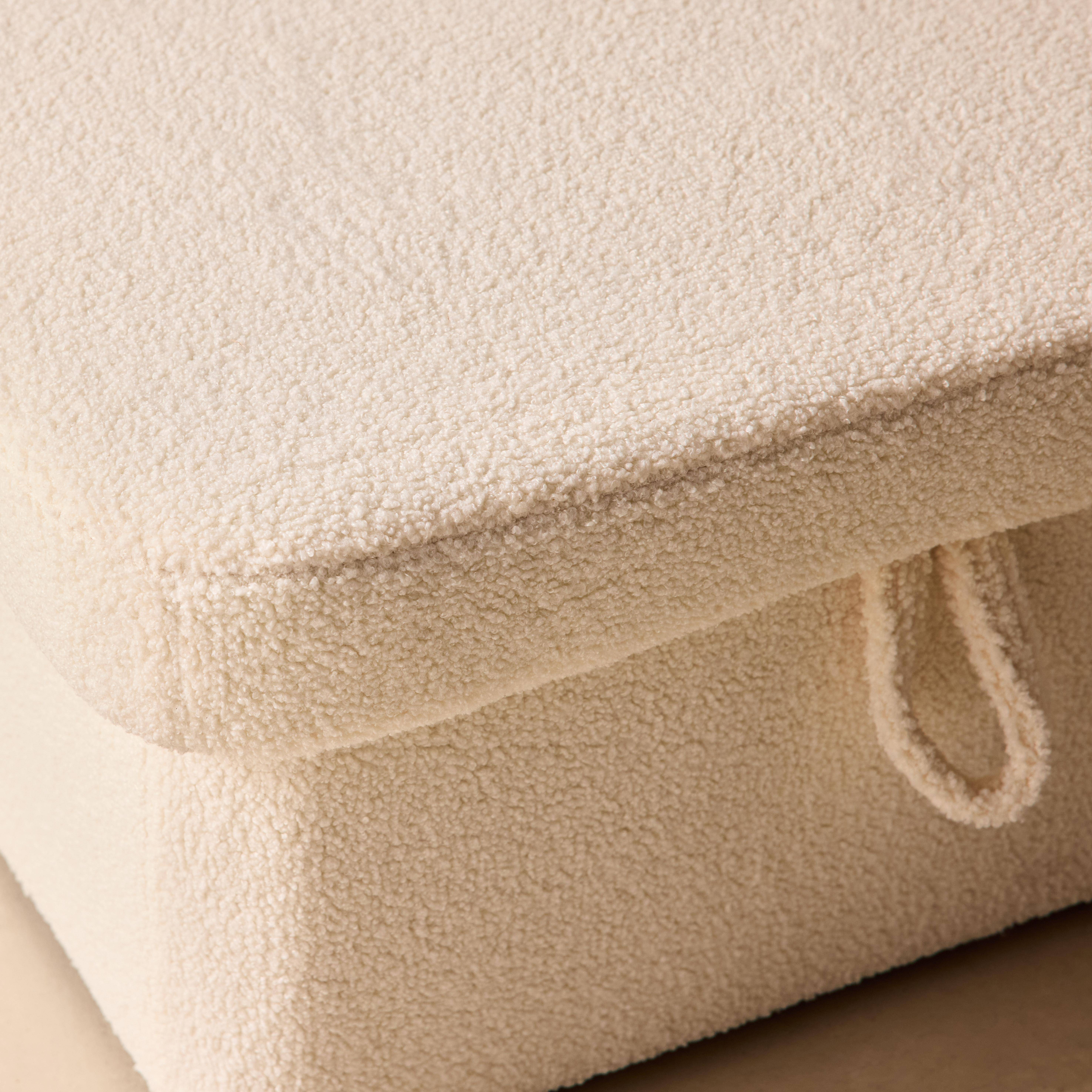 3-osobowa rozkładana sofa narożna Milano z białej tkaniny boucle, dwustronna, schowek, łóżko modułowe Photo5