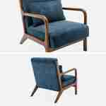 Poltrona em veludo azul petróleo, pernas em madeira de hevea com manchas de nogueira clara, 1 assento reto fixo, pernas em bússola escandinavas Photo6