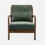 Sessel mit khakifarbenem Samtbezug, Beine aus Hevea-Holz, hell nussbaumfarben, 1-sitzig gerade fest, skandinavische Zirkelbeine Photo4
