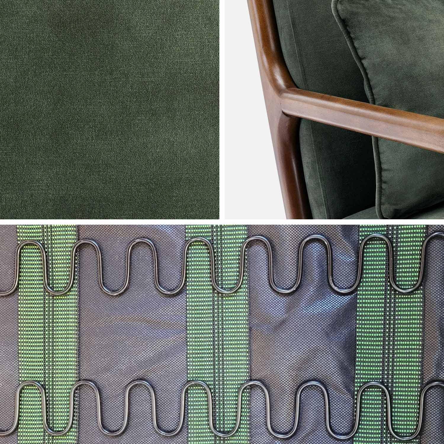 Sessel mit khakifarbenem Samtbezug, Beine aus Hevea-Holz, hell nussbaumfarben, 1-sitzig gerade fest, skandinavische Zirkelbeine,sweeek,Photo5