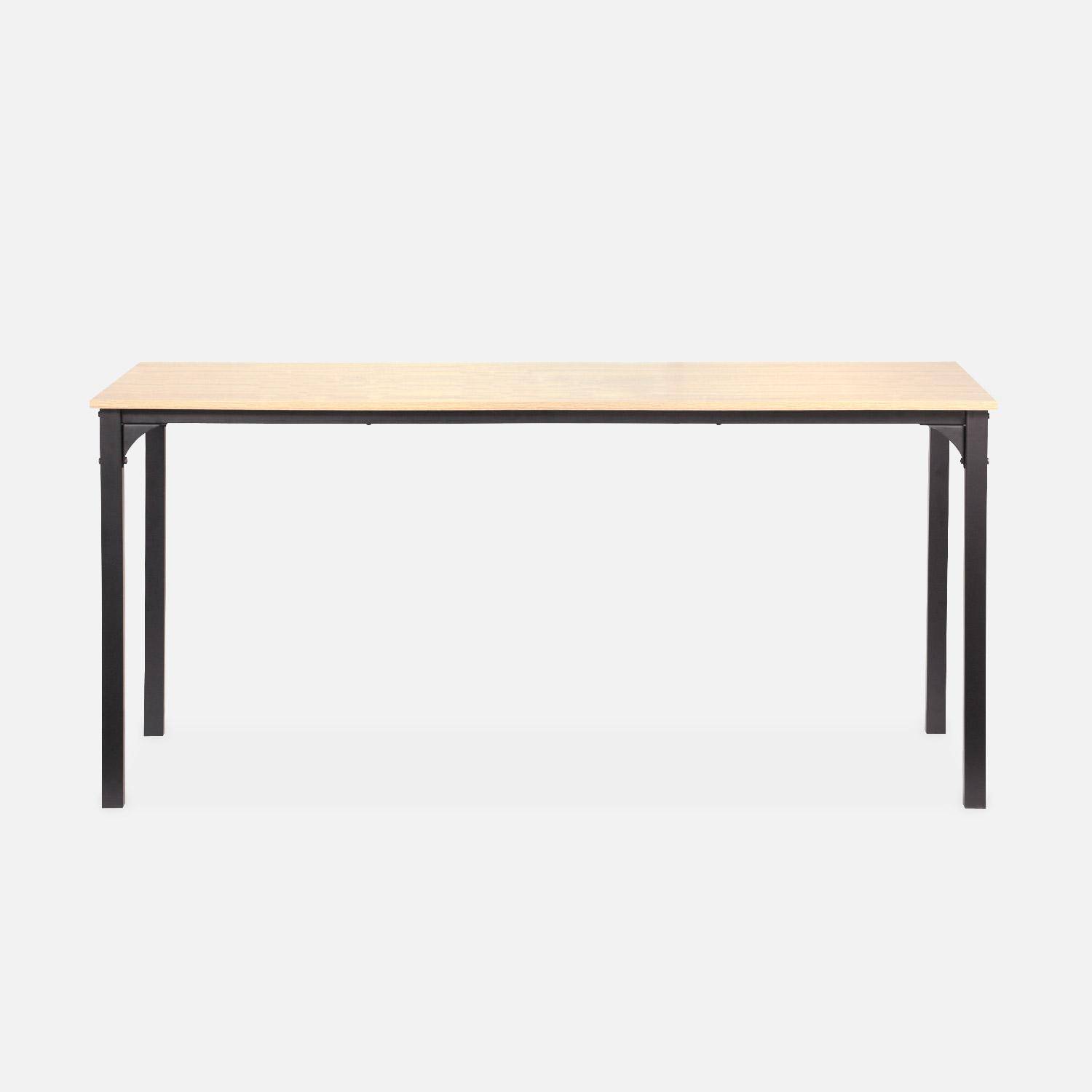 Esstisch Loft rechteckig Metall Holzdekor + Satz von 4 skandinavischen Stühlen schwarz Photo7