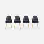 Esstisch Loft rechteckig Metall Holzdekor + Satz von 4 skandinavischen Stühlen schwarz Photo4