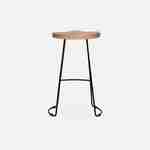 Pair of industrial metal and wooden bar stools, 44x36x65cm, Jaya, Natural, Mango wood seat, black metal legs Photo6