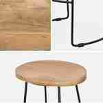 Pair of industrial metal and wooden bar stools, 44x36x65cm, Jaya, Natural, Mango wood seat, black metal legs Photo7
