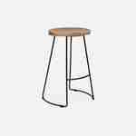 Pair of industrial metal and wooden bar stools, 44x36x65cm, Jaya, Natural, Mango wood seat, black metal legs Photo4