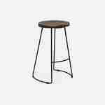 Pair of industrial metal and wooden bar stools, 44x36x65cm, Jaya, Light Walnut, Mango wood seat, black metal legs Photo5