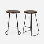 Pair of industrial metal and wooden bar stools, 44x36x65cm, Jaya, Light Walnut, Mango wood seat, black metal legs Photo4