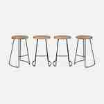Set of 4 industrial metal and wooden bar stools, 44x36x65cm, Jaya, Mango wood seat, black metal legs Photo3