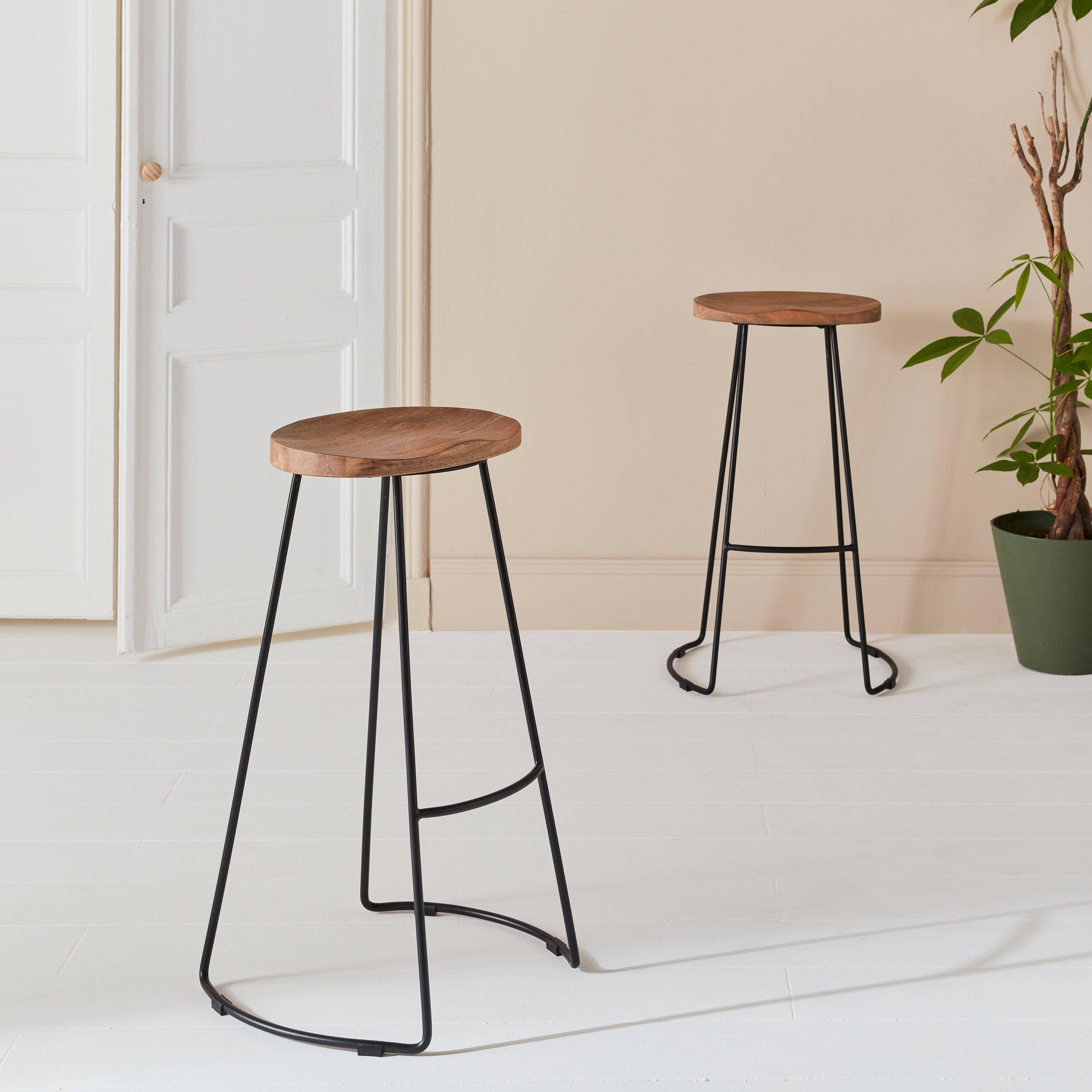 Metal and wood bar deals stools with backs