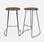 Pair of industrial metal and wooden bar stools, 47x40x75cm, Light Walnut | sweeek