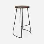 Set of 4 industrial metal and wooden bar stools, 47x40x75cm, Jaya, Light Walnut, Mango wood seat, black metal legs Photo4