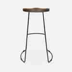 Set of 4 industrial metal and wooden bar stools, 47x40x75cm, Jaya, Light Walnut, Mango wood seat, black metal legs Photo6