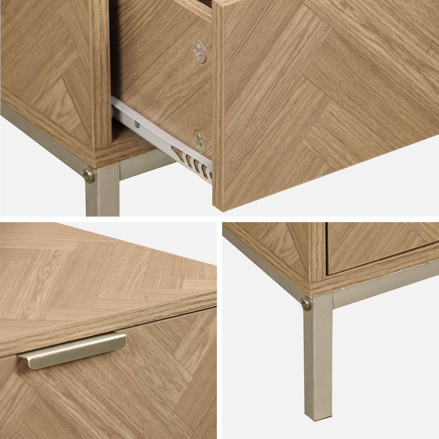 Pair of  contemporary Herringbone bedside table with 2 drawers Photo6