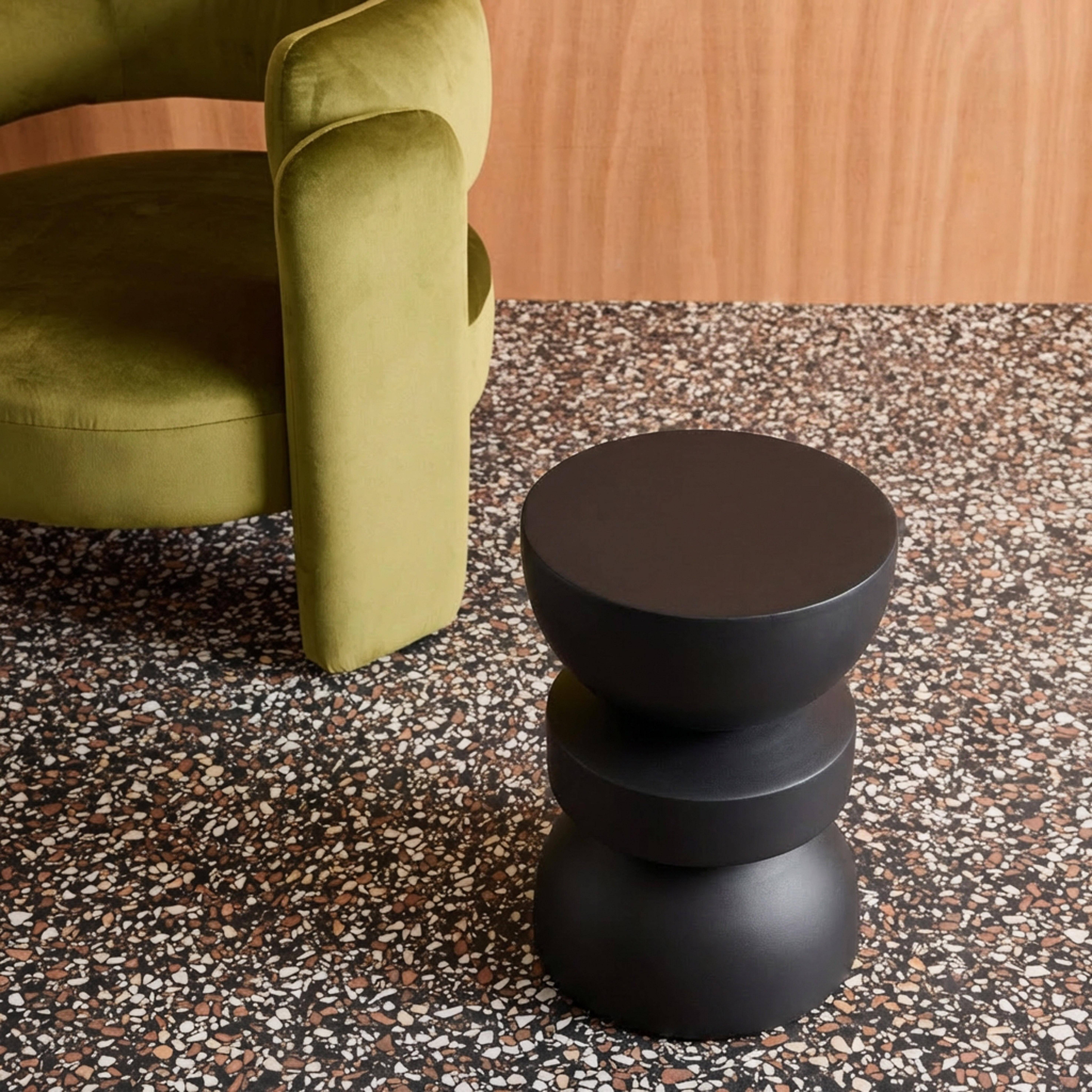 Beistelltisch, Sofaende, Nachttisch aus Metall, schwarz, Assa, Ø32 x H 43,5cm,sweeek,Photo3