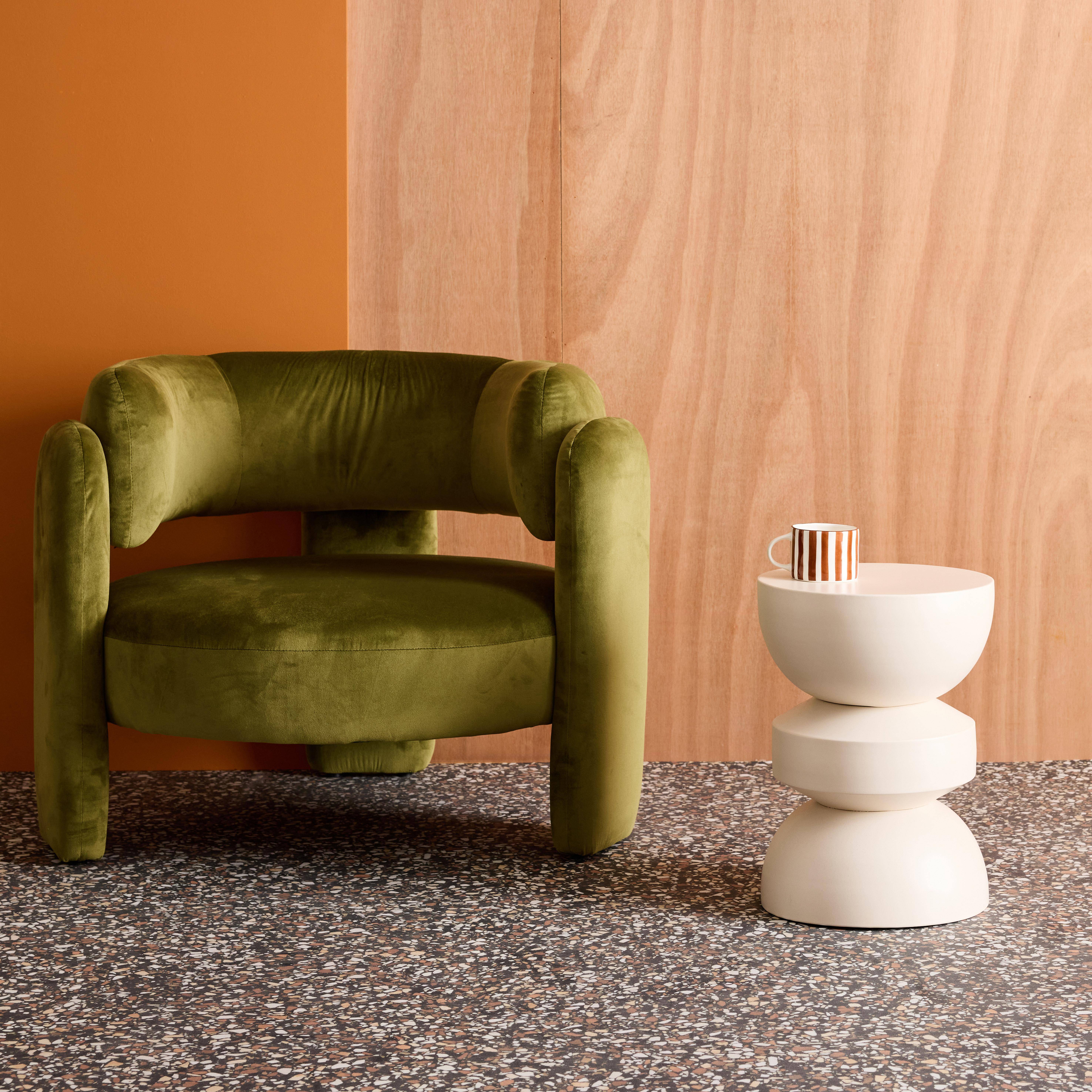 Mesa auxiliar, final de sofá, mesa de cabeceira de metal Creme - 32x32x43.5 cm,sweeek,Photo2