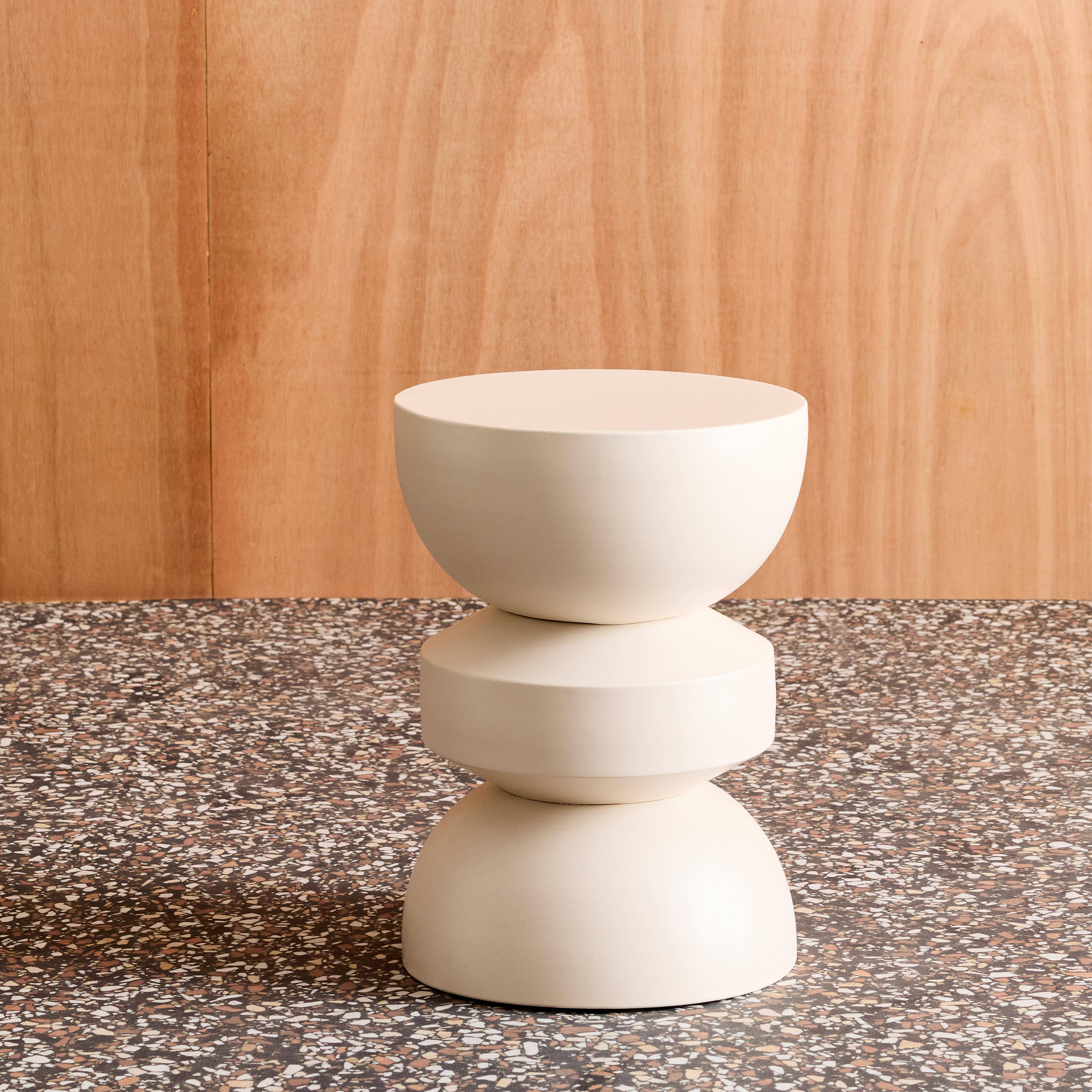 Beistelltisch, Sofaende, Nachttisch aus Metall, elfenbeinweiß, Assa, Ø32 x H 43,5cm Photo4