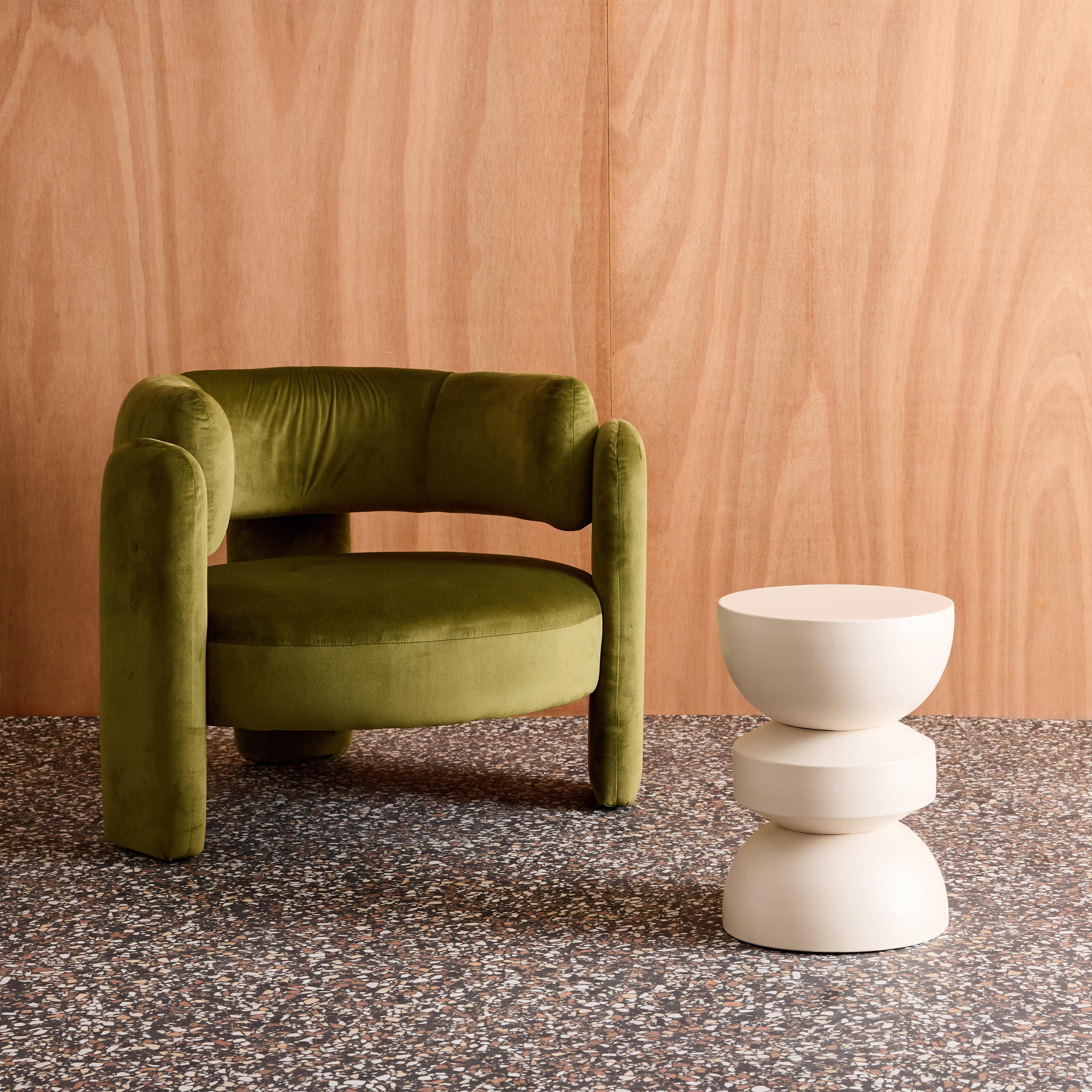 Beistelltisch, Sofaende, Nachttisch aus Metall, elfenbeinweiß, Assa, Ø32 x H 43,5cm,sweeek,Photo3