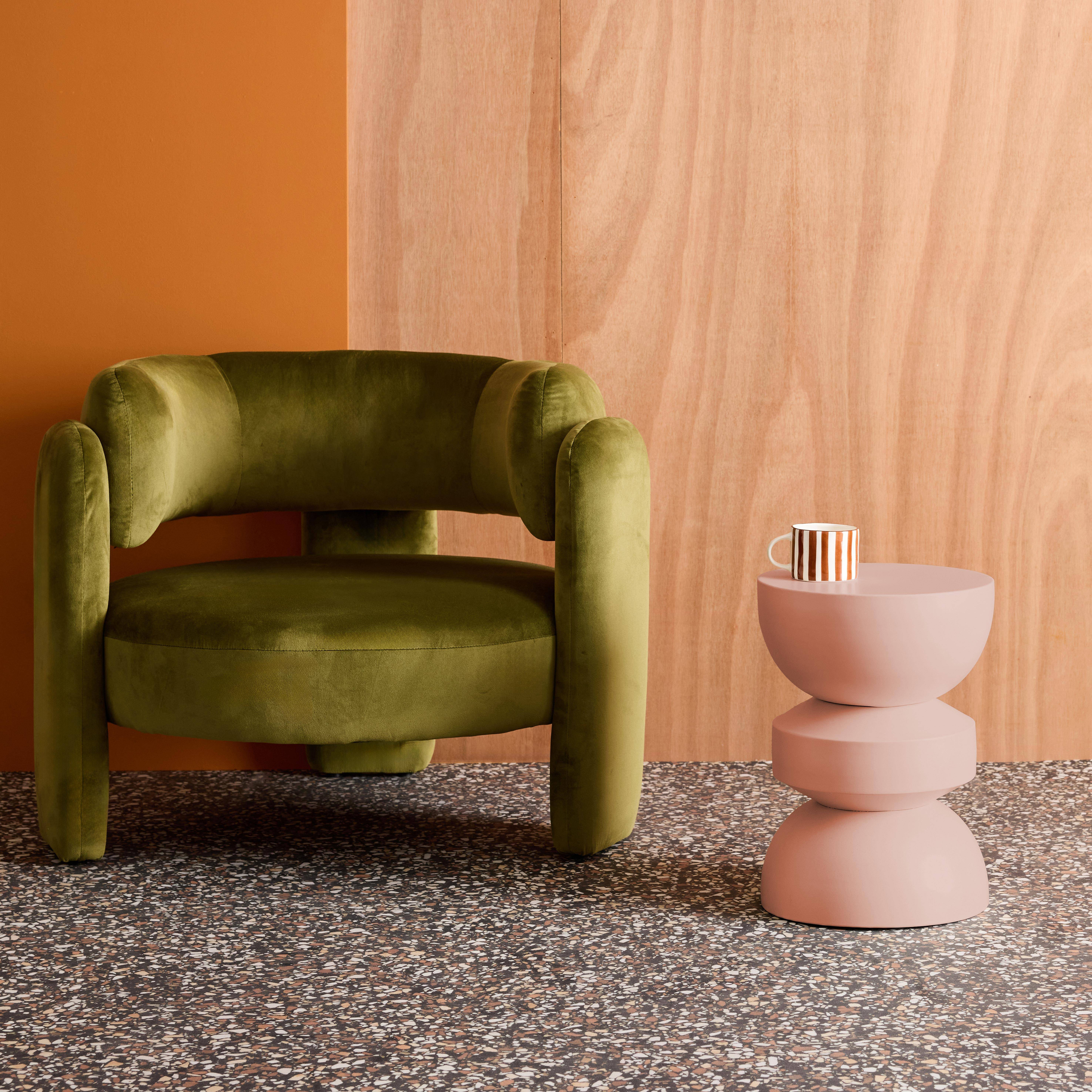 Table d'appoint, bout de canapé, table de chevet en métal, rose, Assa, Ø32 x H 43,5cm Photo2