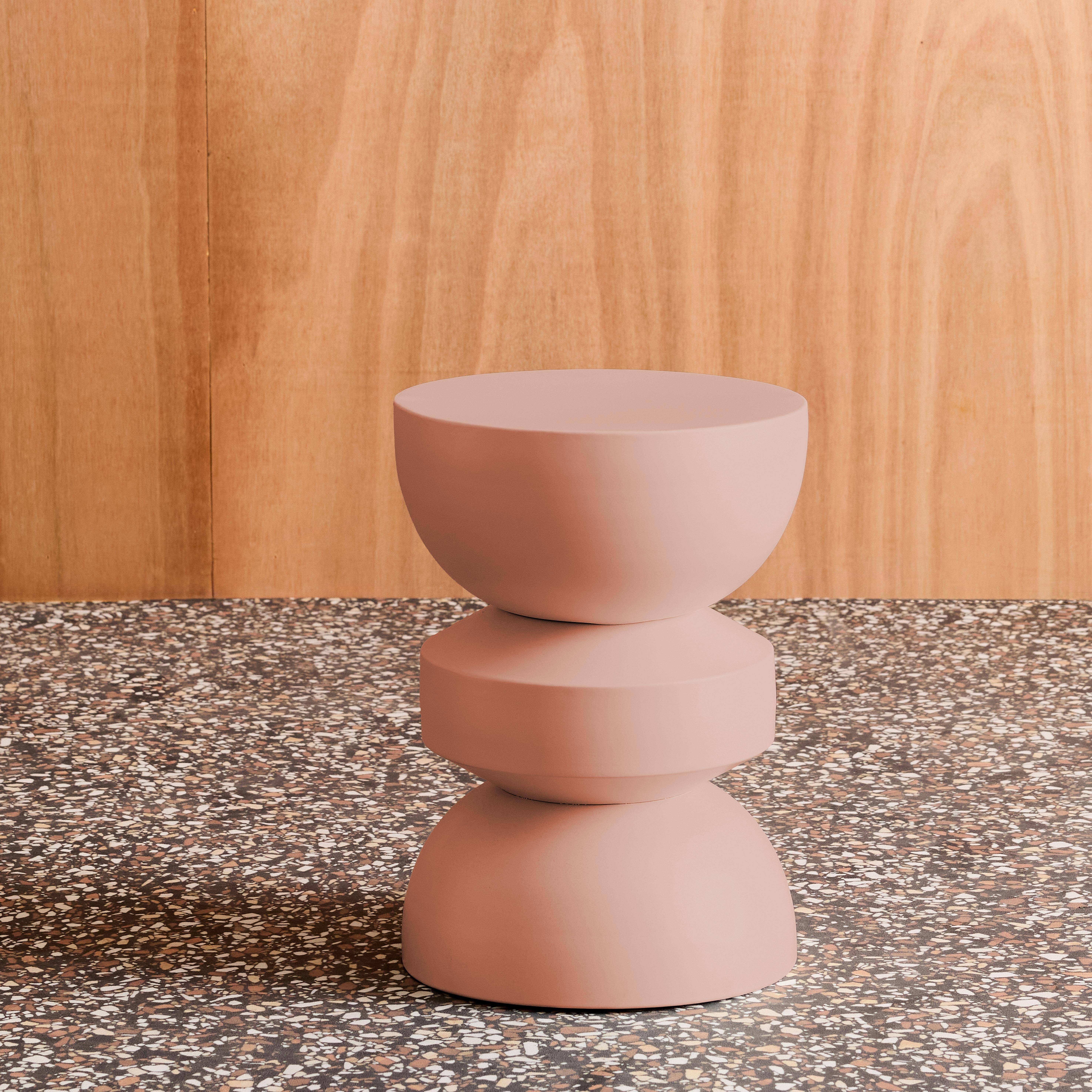 Table d'appoint, bout de canapé, table de chevet en métal, rose, Assa, Ø32 x H 43,5cm Photo1