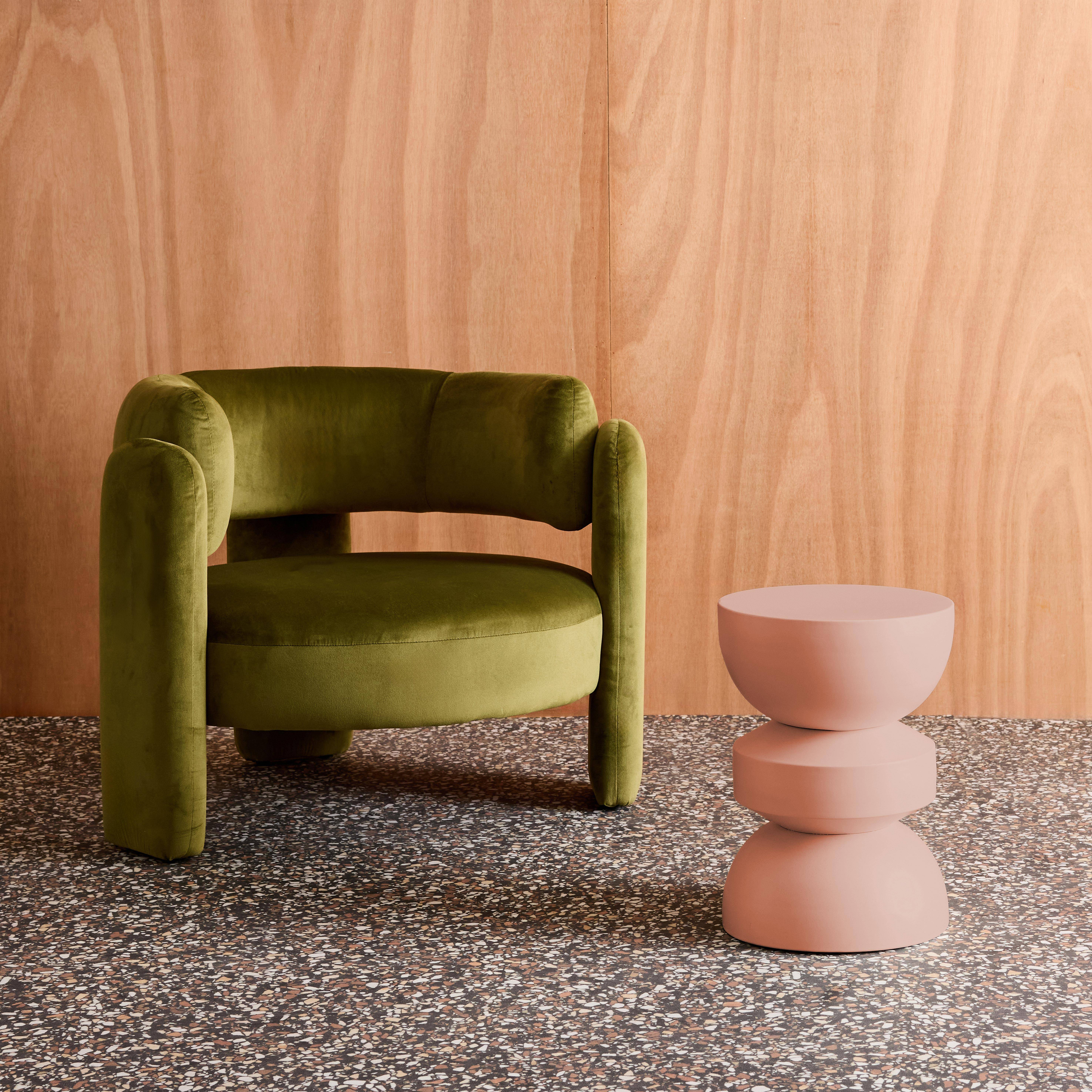 Table d'appoint, bout de canapé, table de chevet en métal, rose, Assa, Ø32 x H 43,5cm,sweeek,Photo4