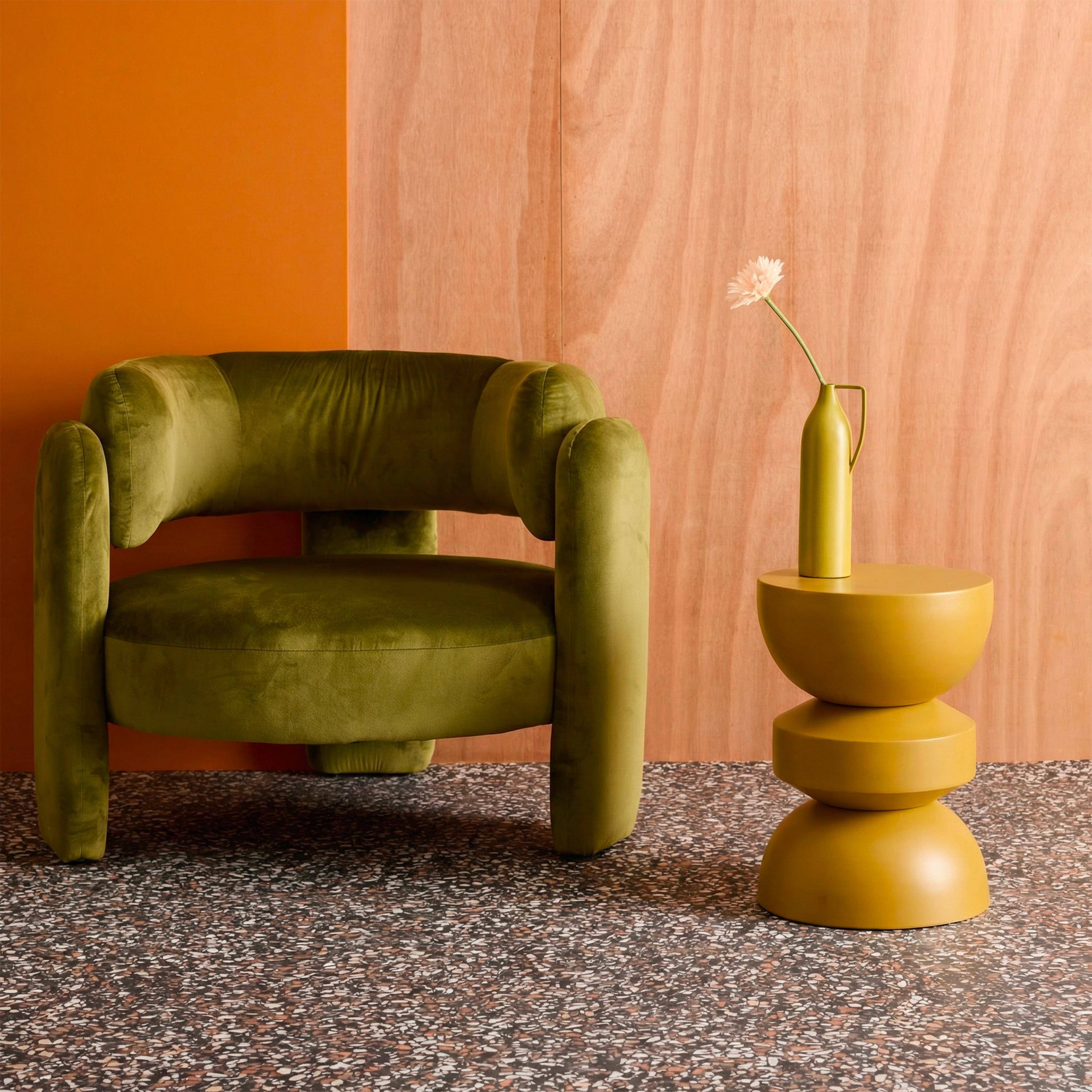 Stolik boczny, metalowy stolik nocny, musztardowy, Assa, Ø32 x wys. 44,5 cm Photo2