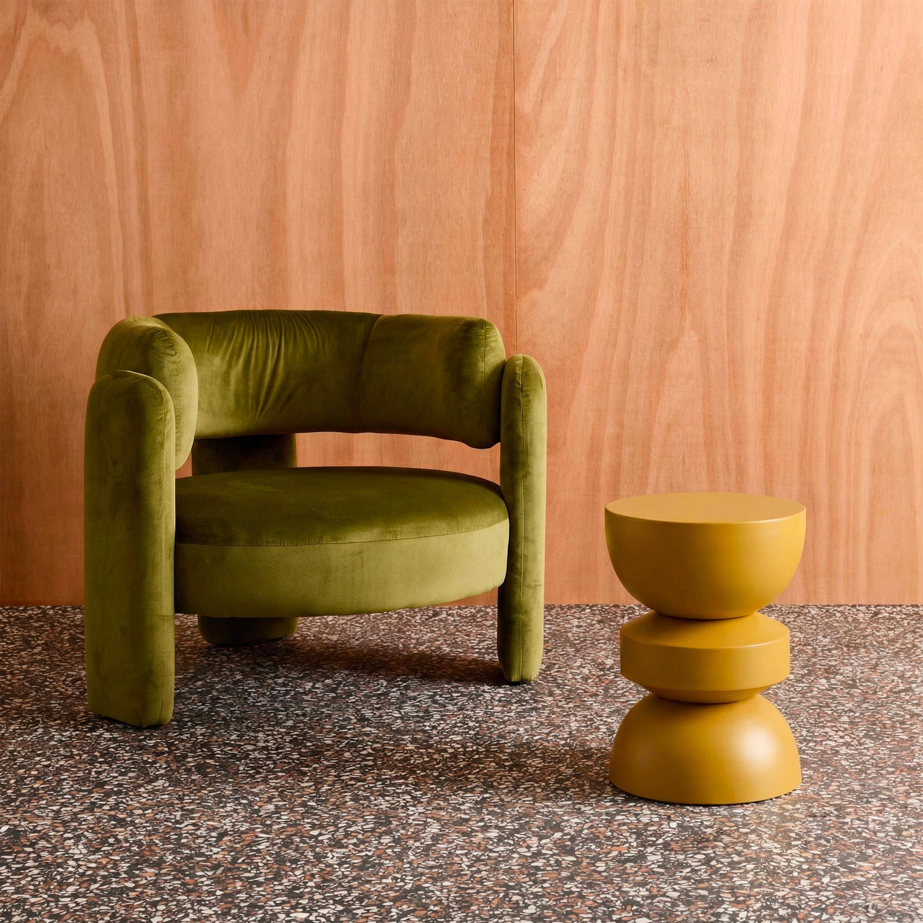 Stolik boczny, metalowy stolik nocny, musztardowy, Assa, Ø32 x wys. 44,5 cm,sweeek,Photo4