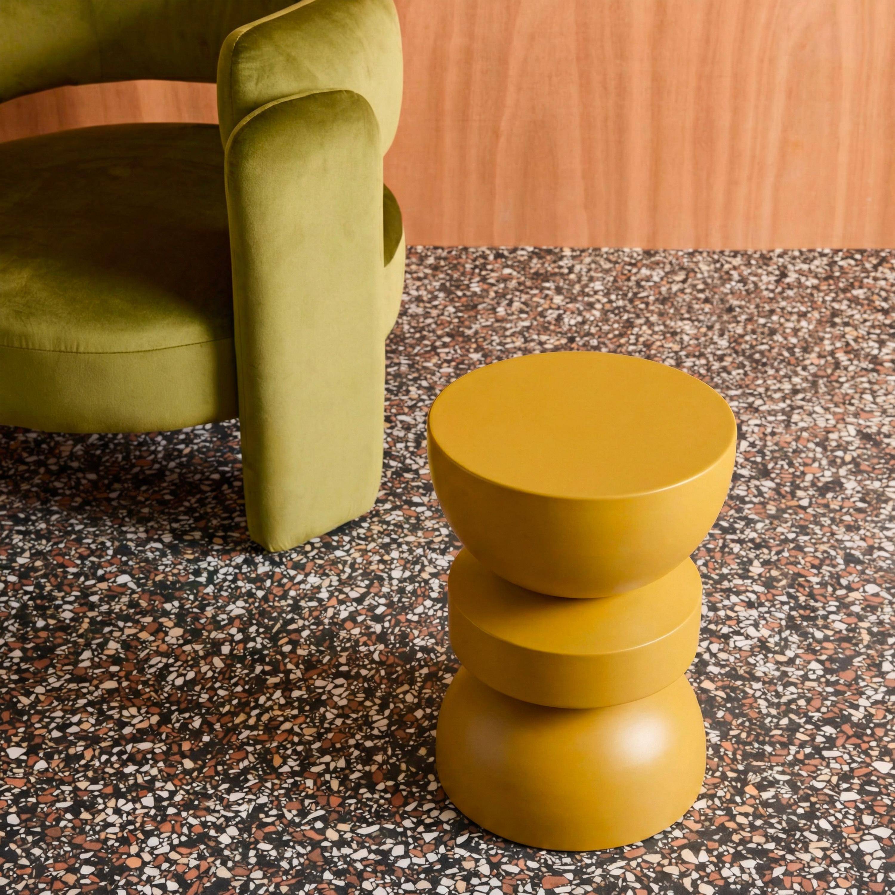 Stolik boczny, metalowy stolik nocny, musztardowy, Assa, Ø32 x wys. 44,5 cm Photo3