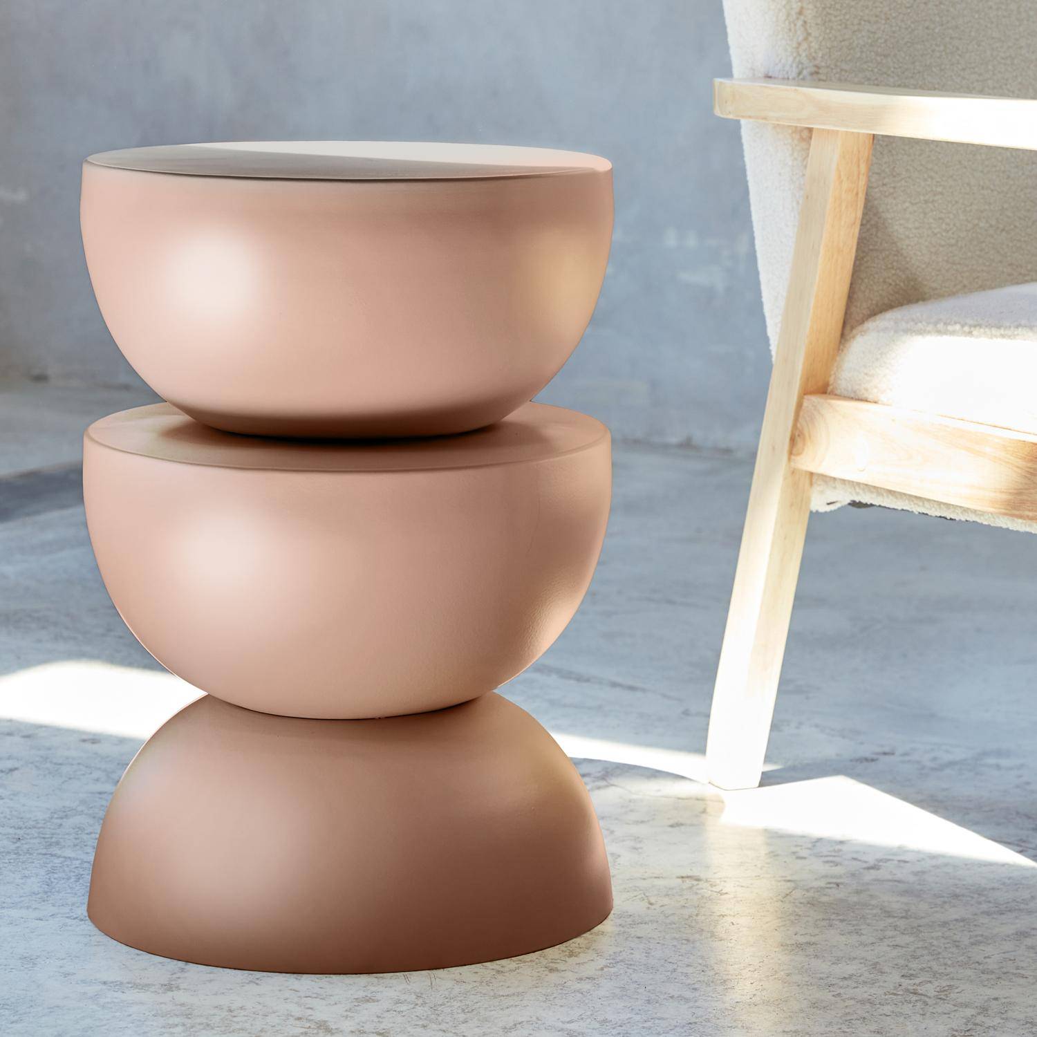 Side table, end table, bedside table in metal, Ø32 x H 46.5cm, pink,sweeek,Photo1